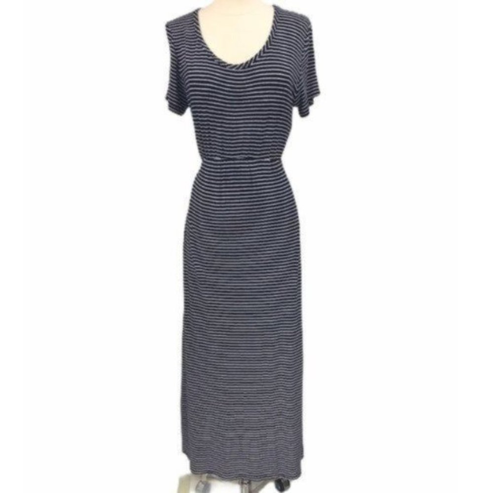 Love U Already Womens Maternity Maxi Dress Size XL Navy White/Ivory Striped